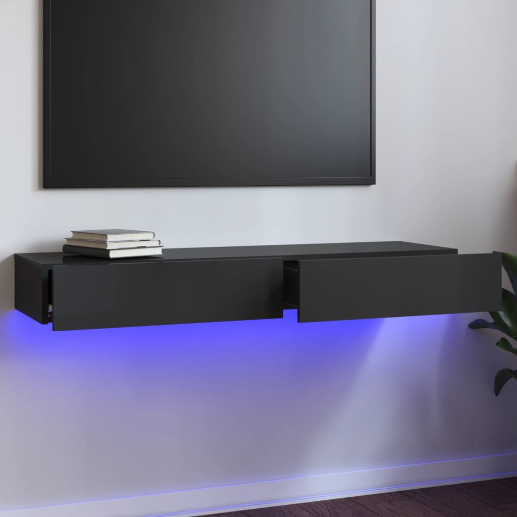 vidaXL Tv-meubel met LED-verlichting 120x35x15,5 cm hoogglans grijs