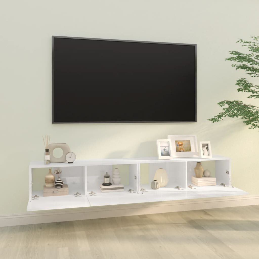 vidaXL Tv-meubelen 2 st wandgemonteerd 100x30x30 cm hout hoogglans wit