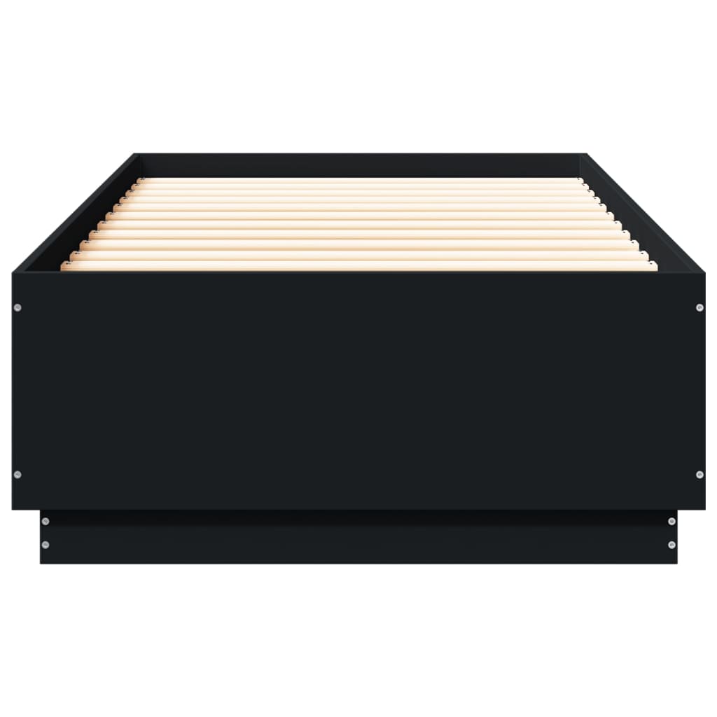 vidaXL Bedframe met LED-verlichting bewerkt hout zwart 90x200 cm