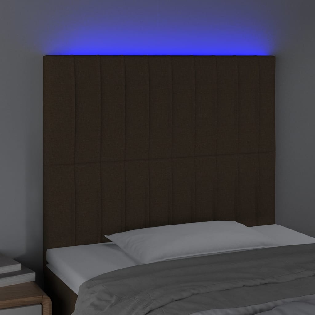 vidaXL Hoofdbord LED 100x5x118/128 cm stof donkerbruin