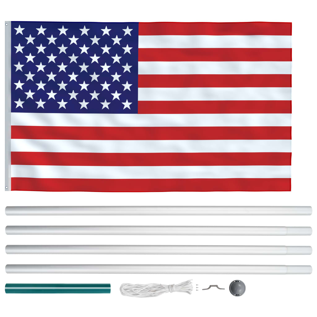 vidaXL Vlag met vlaggenmast Verenigde Staten 6,2 m aluminium