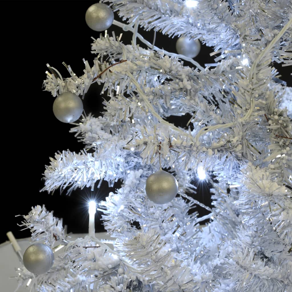 vidaXL Kerstboom sneeuwend met paraplubasis 140 cm wit