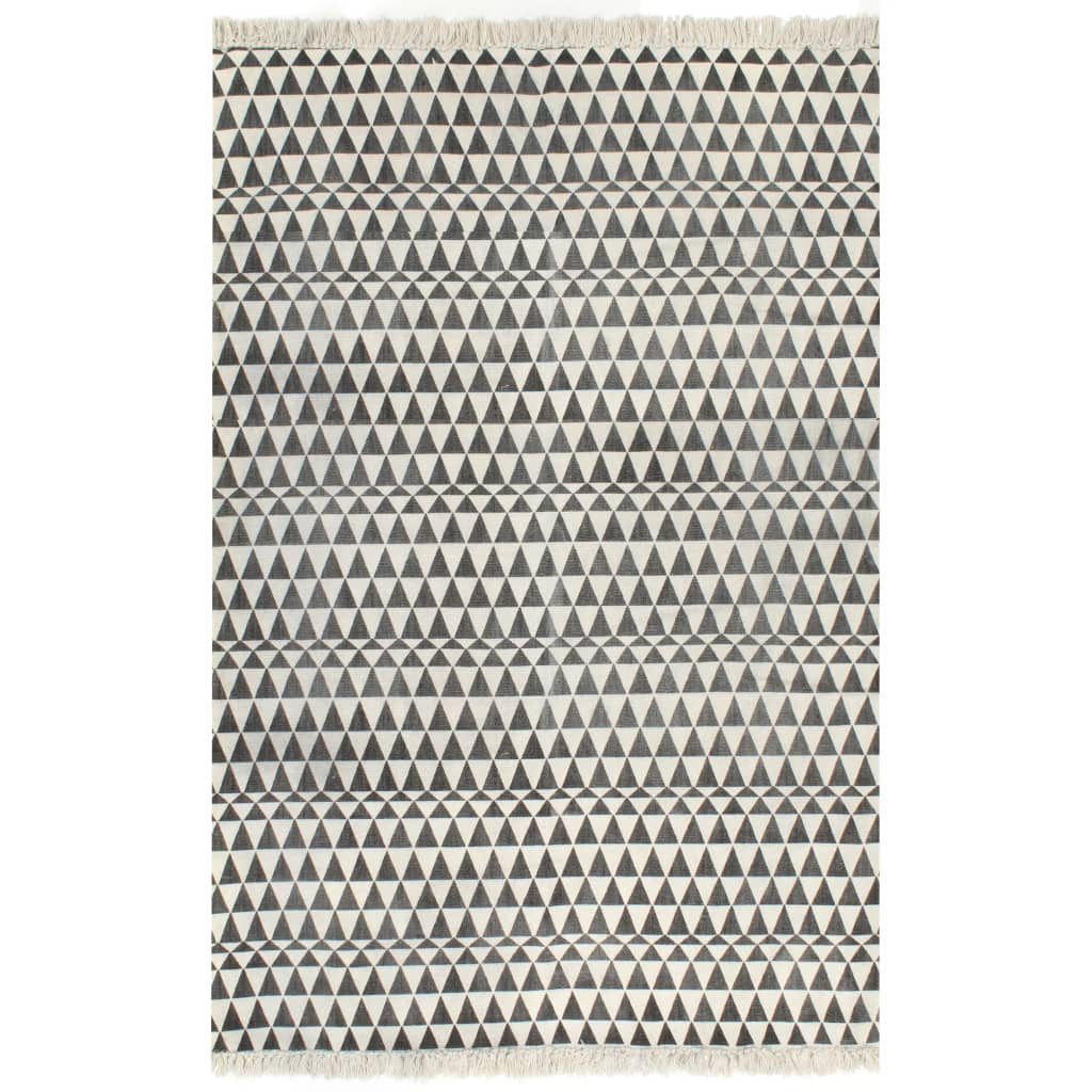 vidaXL Kelim vloerkleed met patroon 160x230 cm katoen zwart/wit