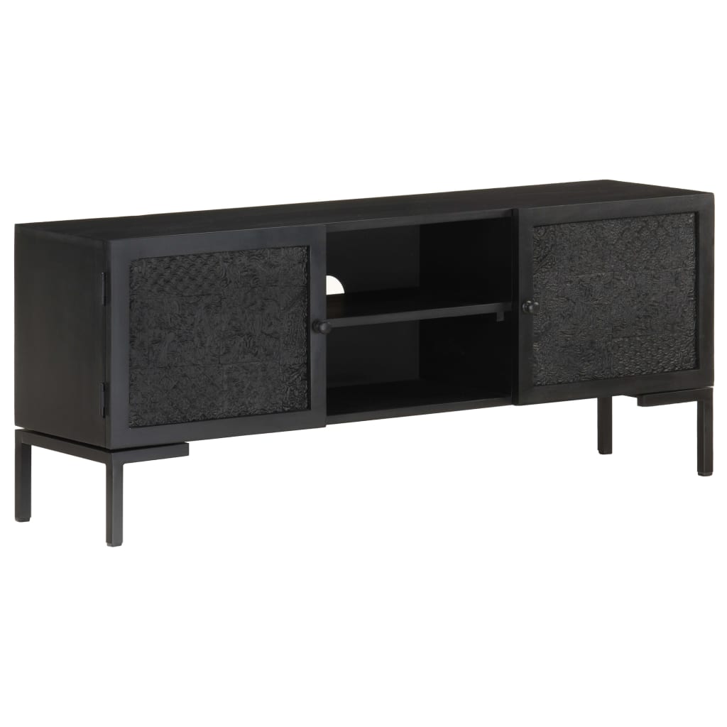 vidaXL Tv-meubel 115x30x46 cm massief mangohout zwart