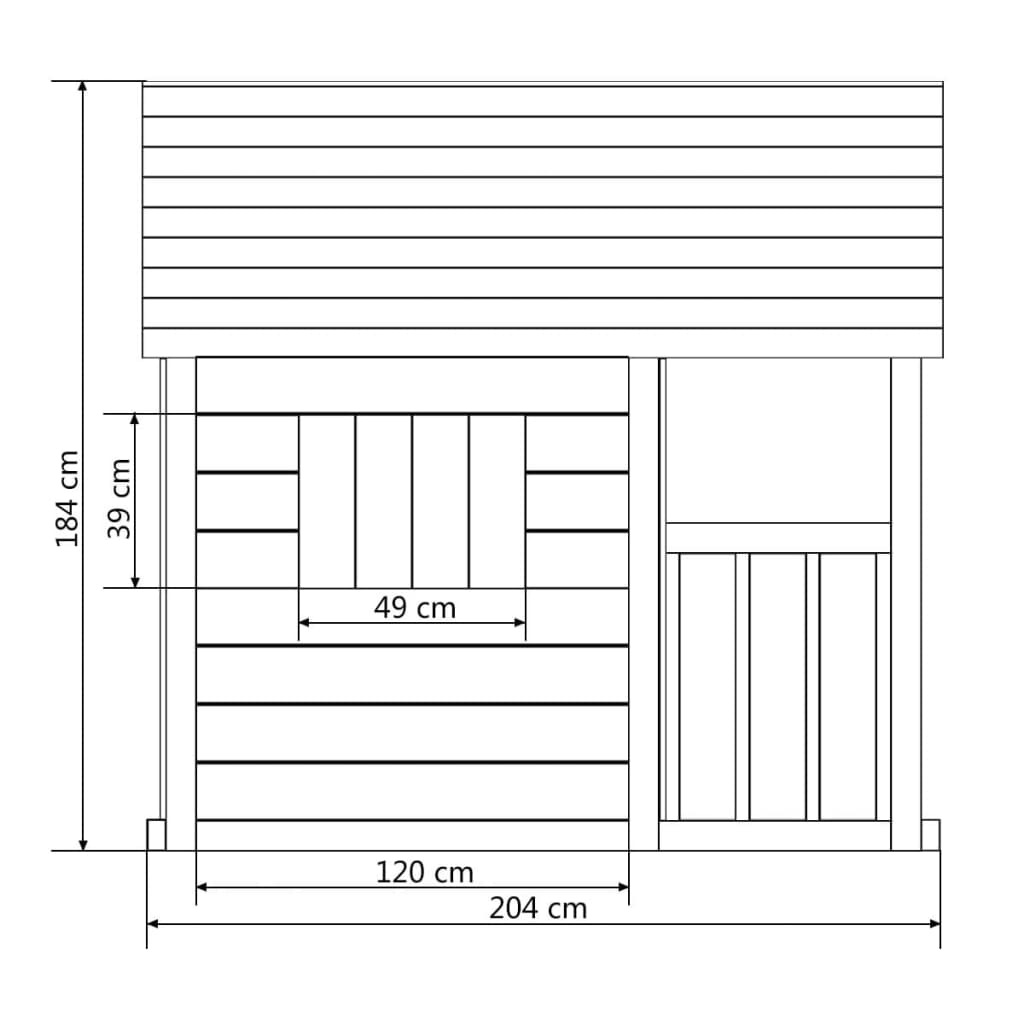 vidaXL B-stock Speelhuis met 3 ramen 204x204x184 cm hout