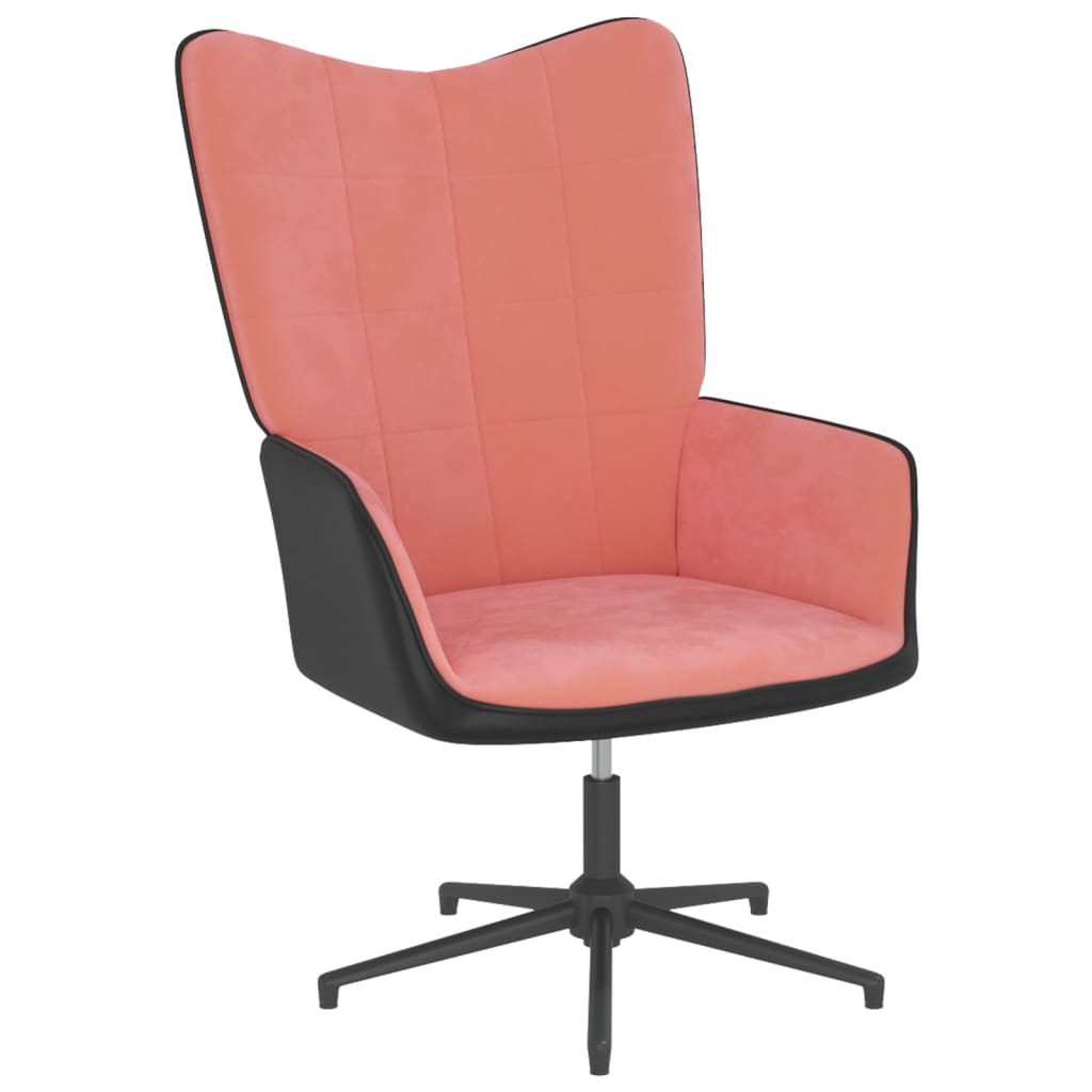 vidaXL Relaxstoel met voetenbank fluweel en PVC roze