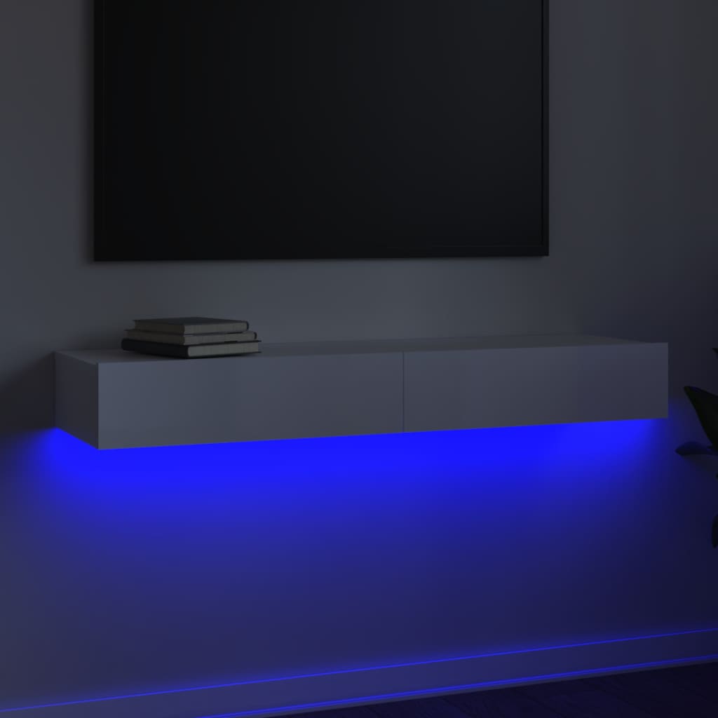 vidaXL Tv-meubel met LED-verlichting 120x35x15,5 cm hoogglans wit
