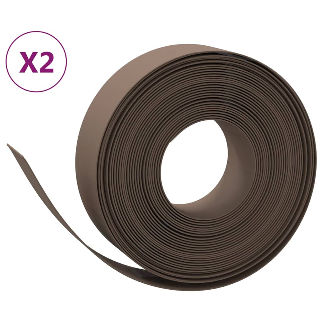 vidaXL Tuinranden 2 st 10 m 15 cm polyetheen bruin