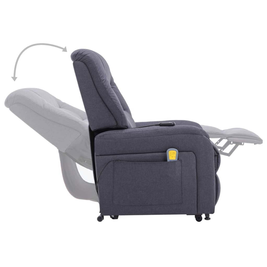 vidaXL Massagefauteuil elektrisch sta-op-stoel stof donkergrijs