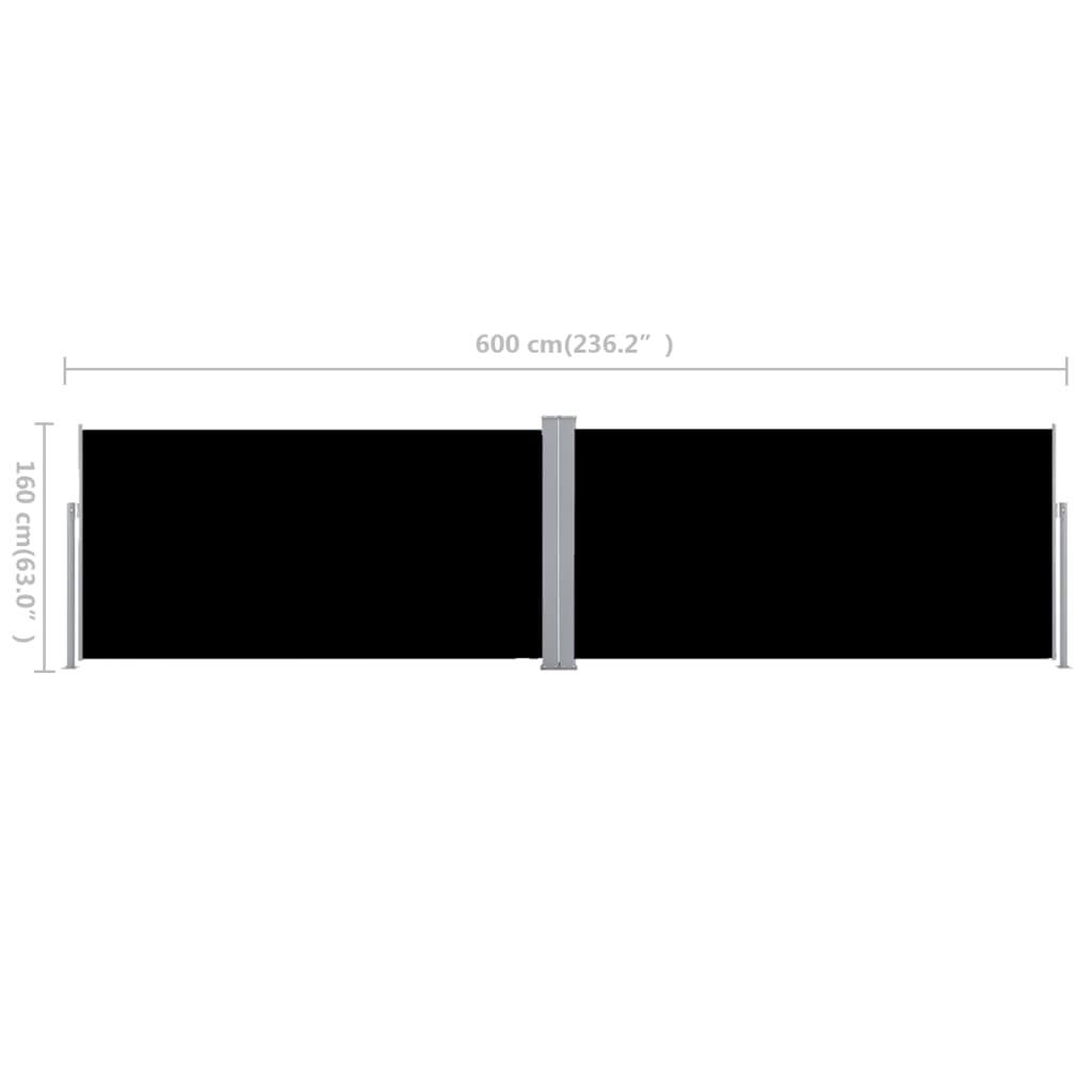 vidaXL Windscherm uittrekbaar 160x600 cm zwart