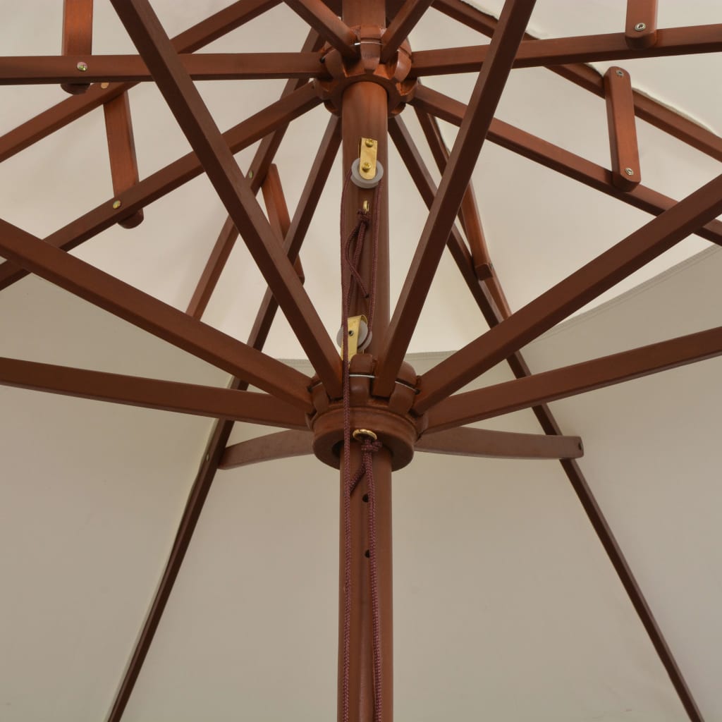 vidaXl Dubbeldekker parasol 270x270 cm houten paal crèmewit