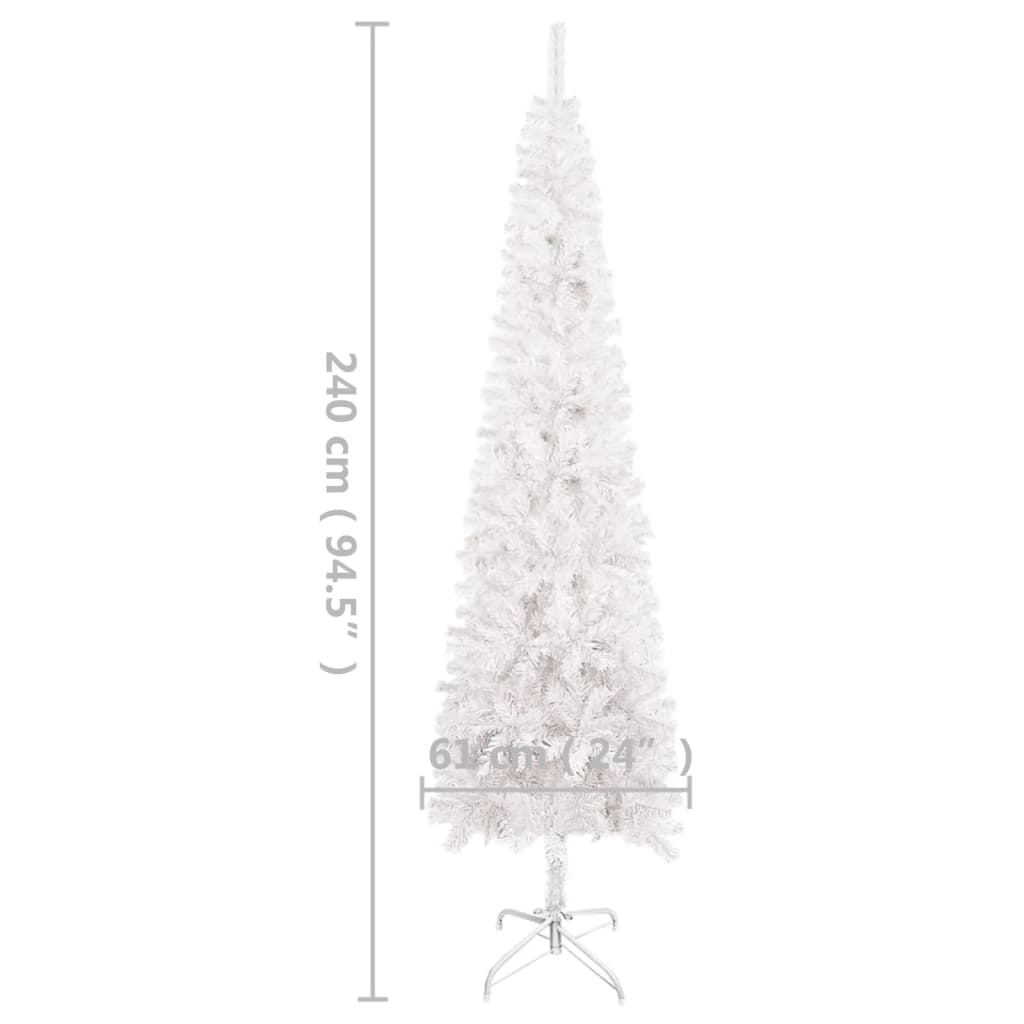 vidaXL Kerstboom met LED smal 240 cm wit