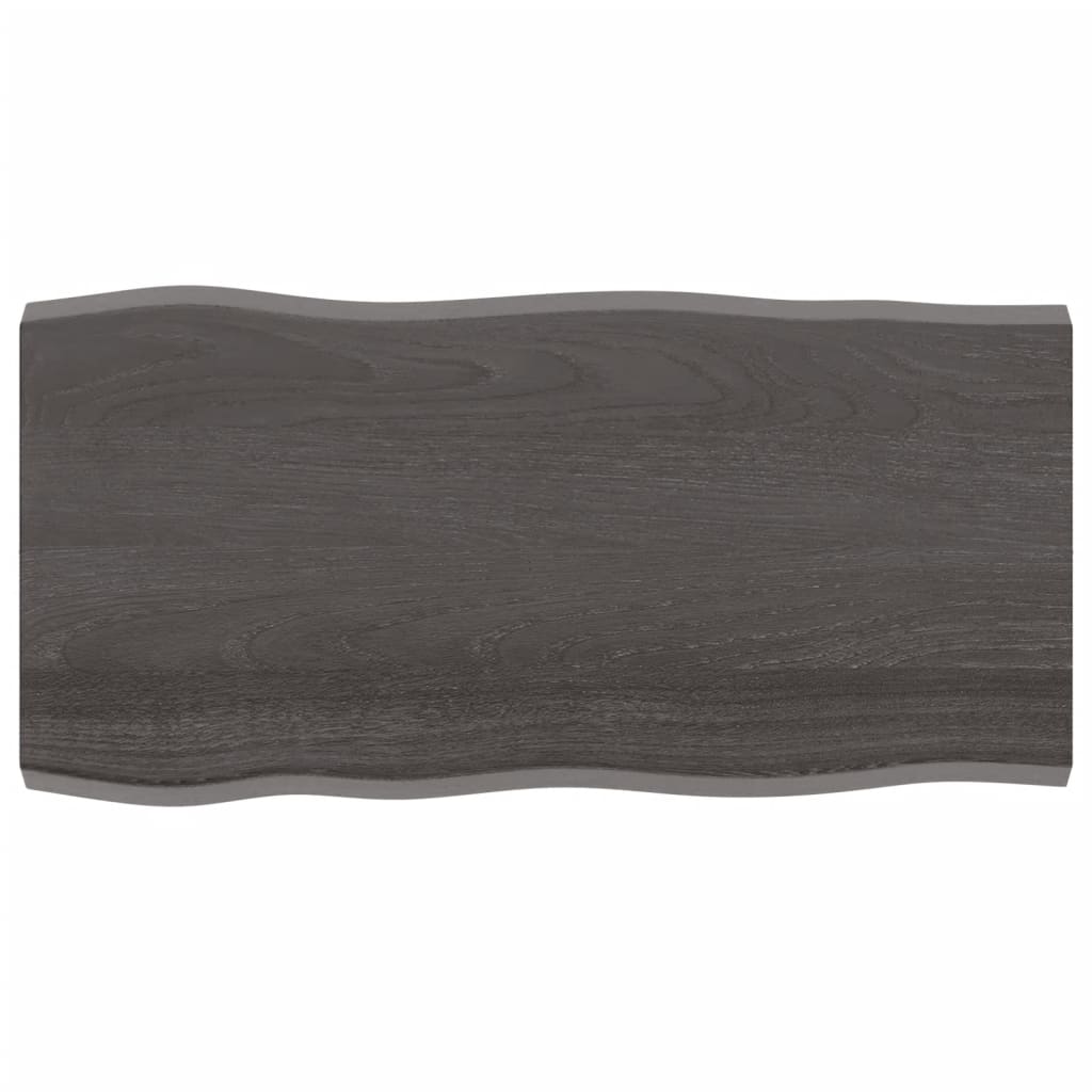 vidaXL Tafelblad natuurlijke rand 100x50x(2-4)cm eikenhout donkerbruin