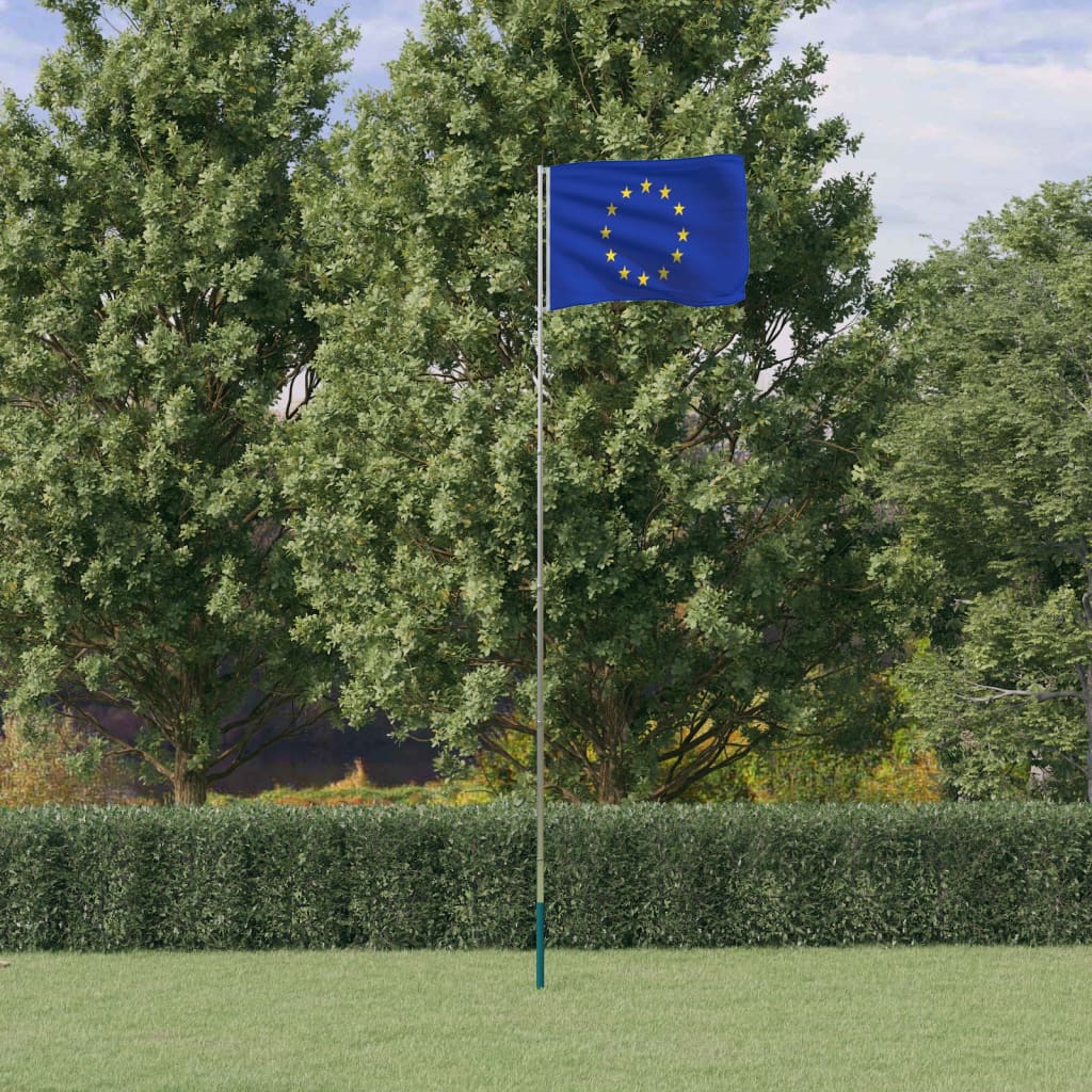 vidaXL Vlag met vlaggenmast Europa 5,55 m aluminium