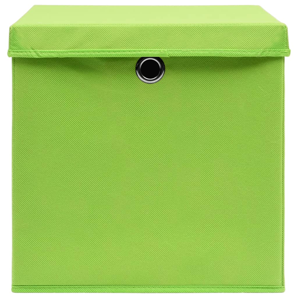 vidaXL Opbergboxen met deksel 10 st 28x28x28 cm groen