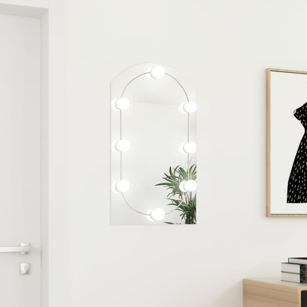 vidaXL Spiegel met LED-verlichting boog 70x40 cm glas