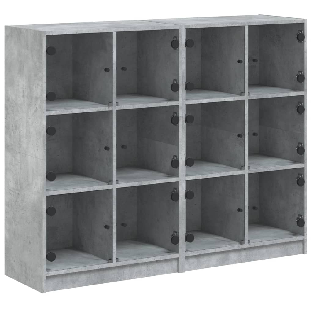 vidaXL Boekenkast met deuren 136x37x109 cm bewerkt hout betongrijs