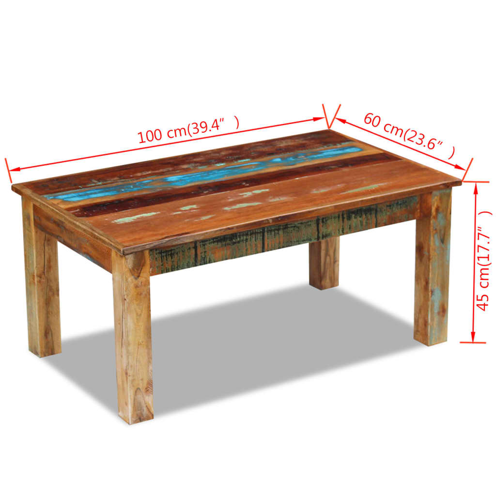 vidaXL Salontafel 100x60x45 cm massief gerecycled hout