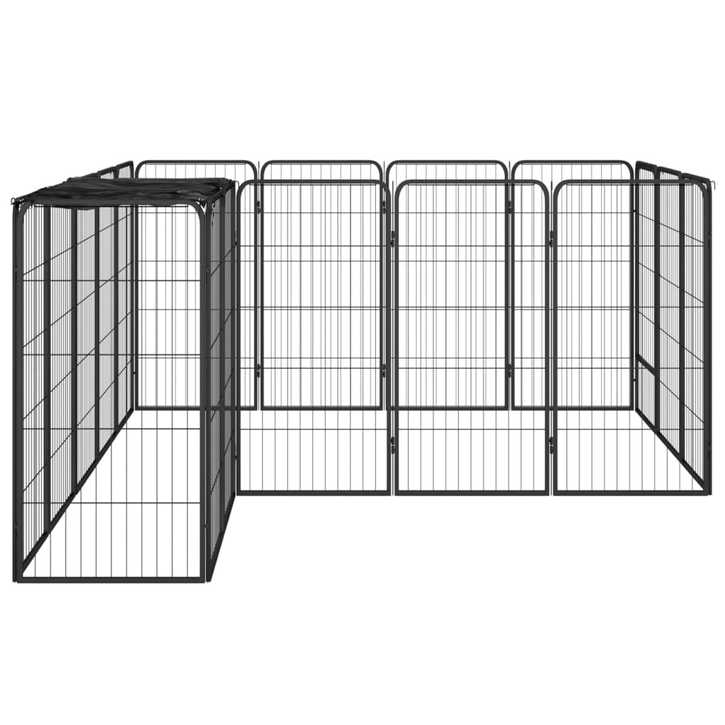 vidaXL Hondenkennel 18 panelen 50 x 100 cm gepoedercoat staal zwart
