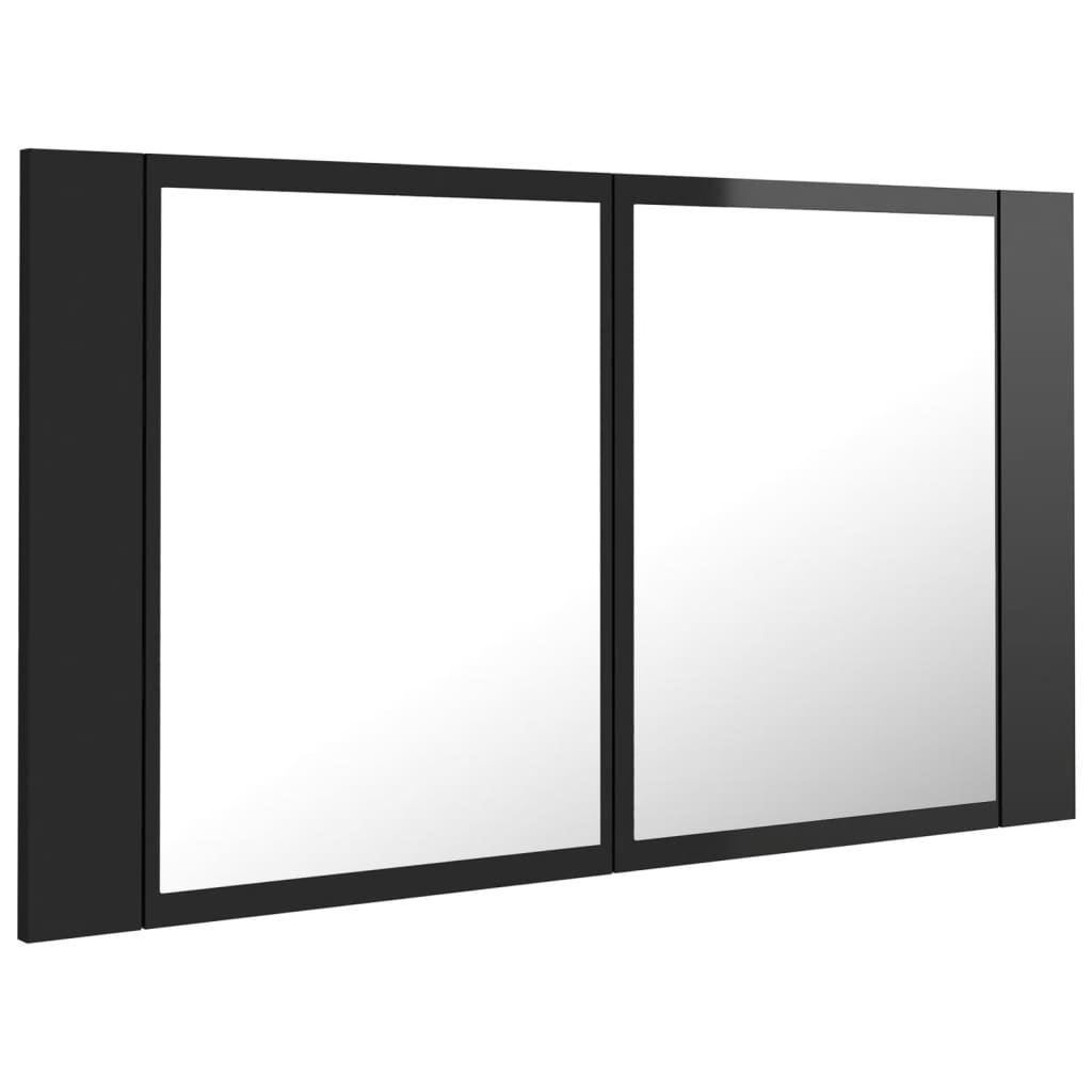 vidaXL Badkamerkast met spiegel en LED 80x12x45 acryl hoogglans zwart