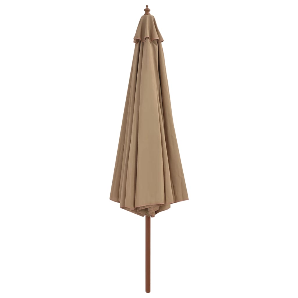 vidaXL Parasol met houten paal 350 cm taupe