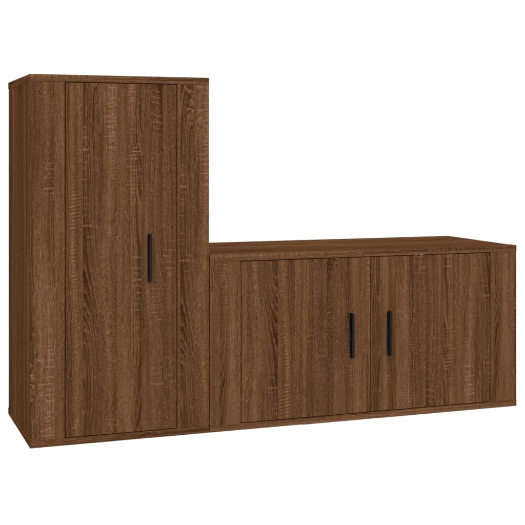 vidaXL 2-delige Tv-meubelset bewerkt hout bruineikenkleurig
