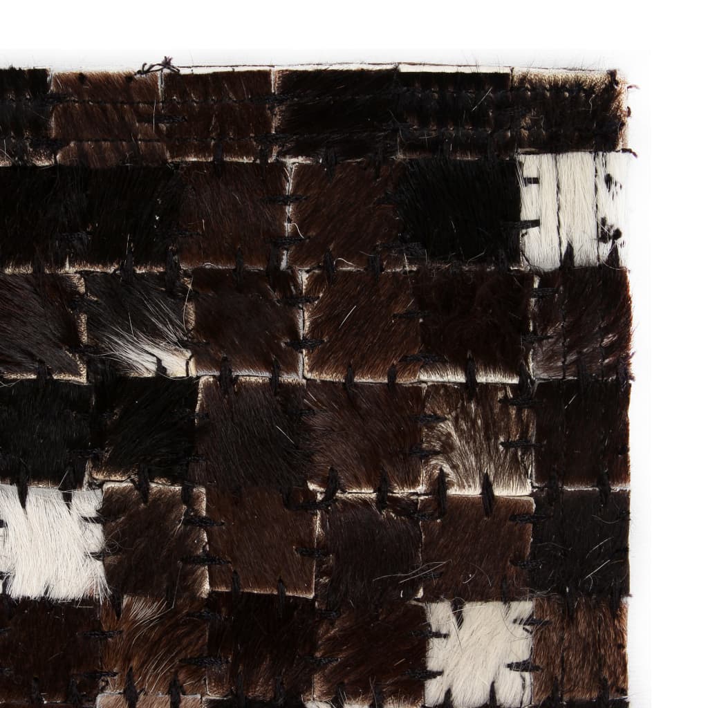 vidaXL Vloerkleed vierkant patchwork 120x170 cm echt leer zwart/wit