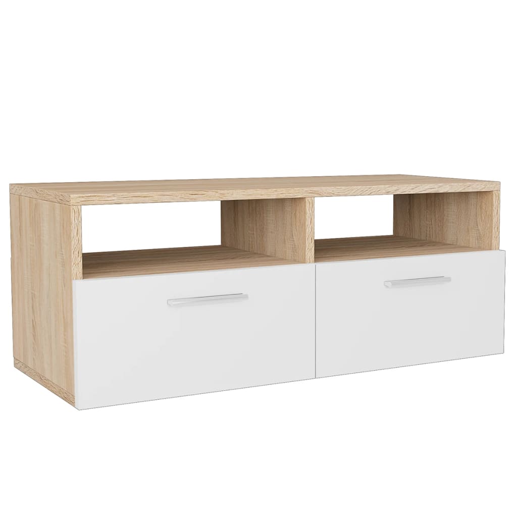 vidaXL Tv-meubels 2 st 95x35x36 cm bewerkt hout eikenkleurig en wit