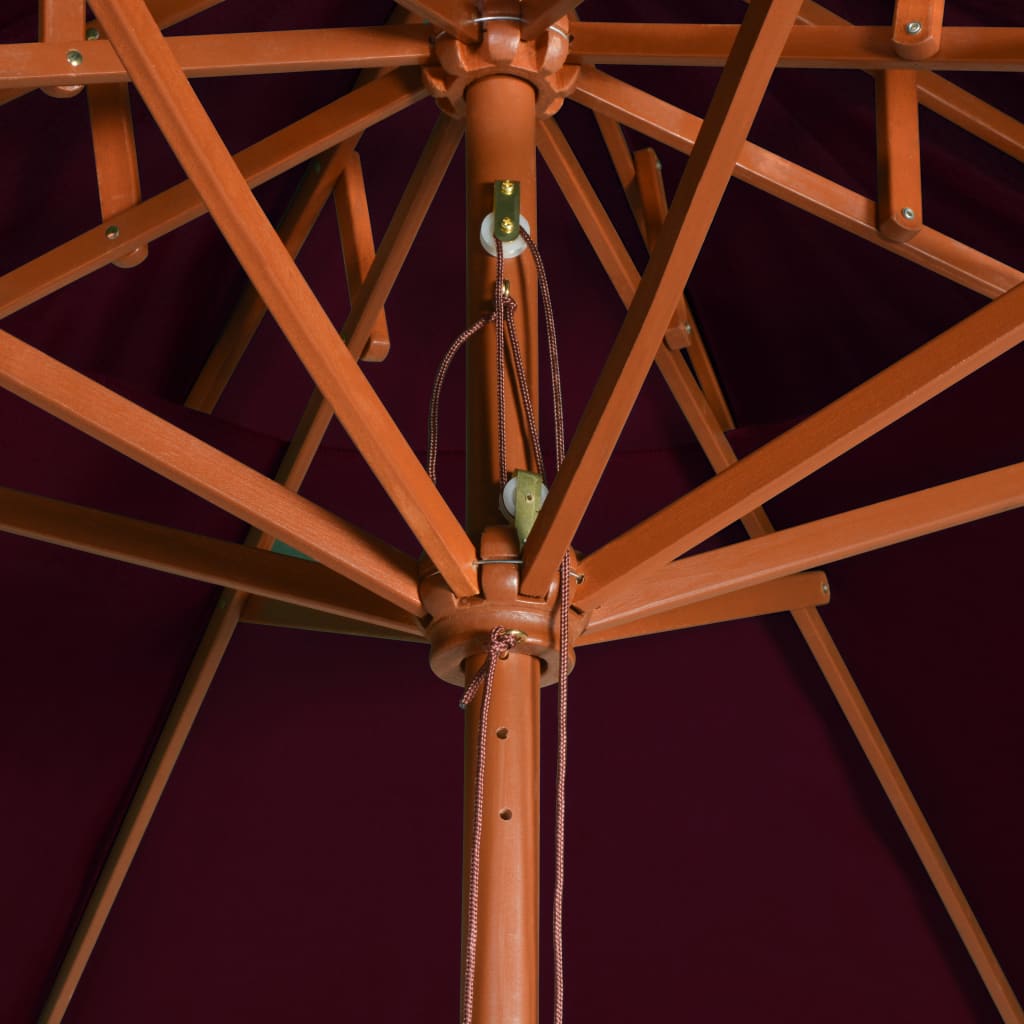 vidaXL Parasol dubbeldekker met houten paal 270 cm bordeauxrood