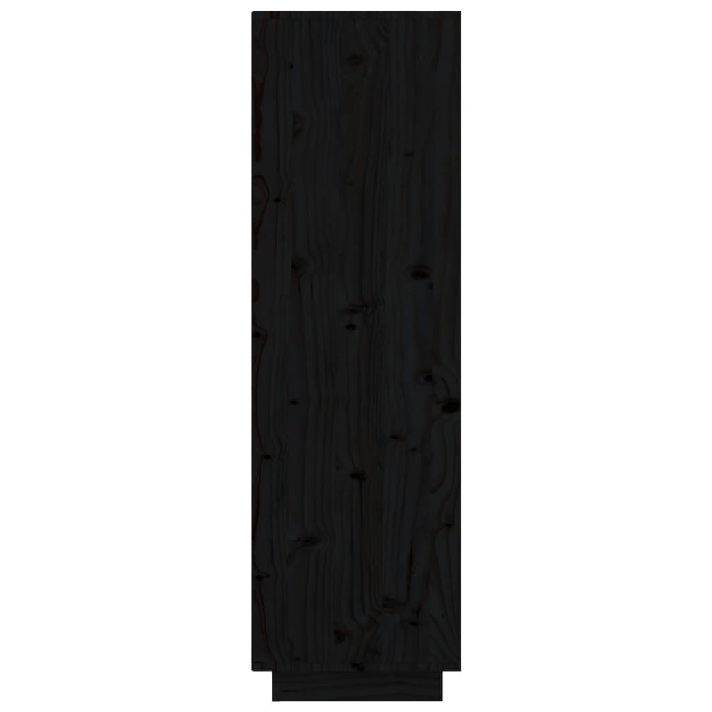 vidaXL Hoge kast 74x35x117 cm massief grenenhout zwart
