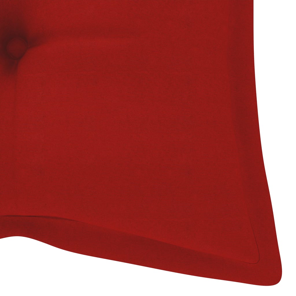 vidaXL Tuinbank met rood kussen 120 cm massief teakhout