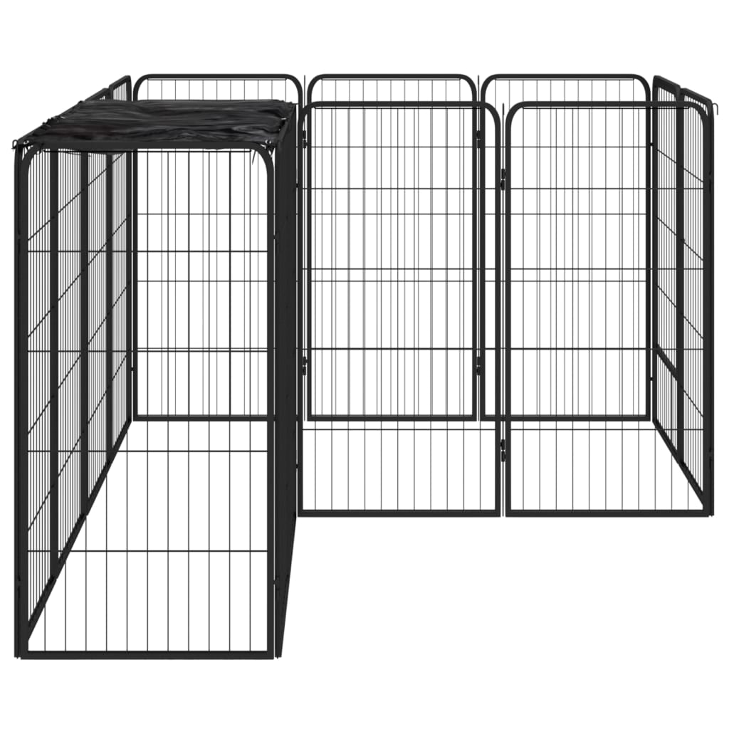 vidaXL Hondenkennel 14 panelen 50 x 100 cm gepoedercoat staal zwart