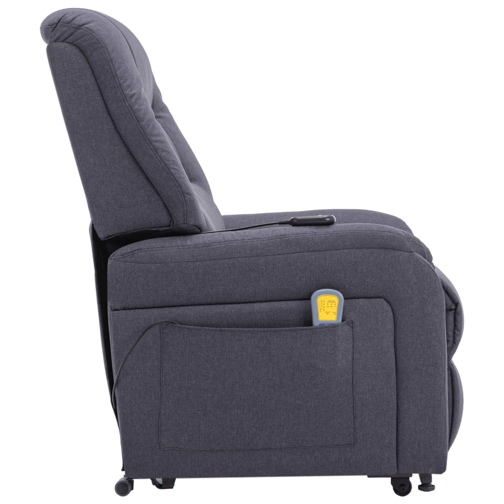 vidaXL Massagefauteuil elektrisch sta-op-stoel stof donkergrijs