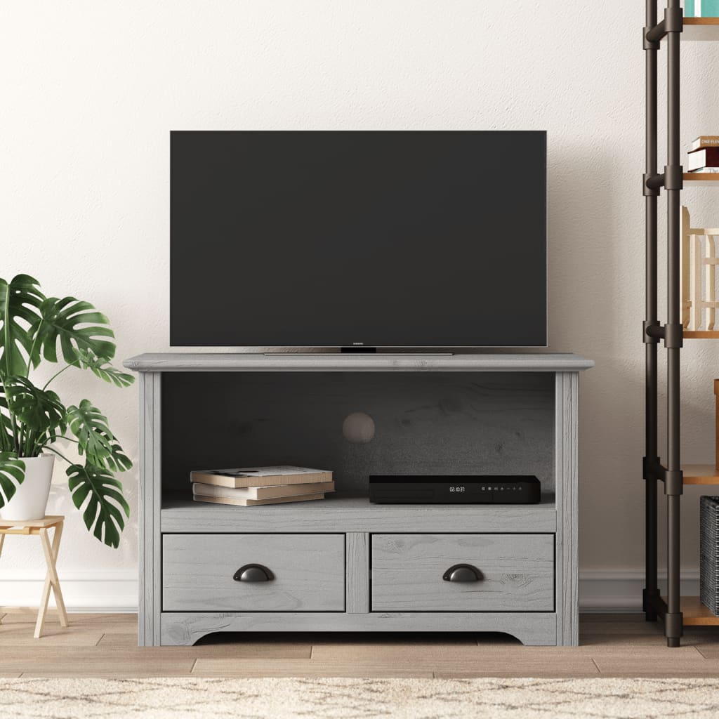 vidaXL Tv-meubel met 2 lades BODO 91x43x56 cm massief grenenhout grijs