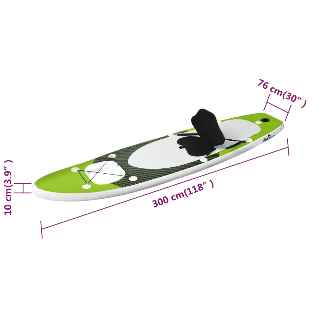 vidaXL Stand Up Paddleboardset opblaasbaar 300x76x10 cm groen