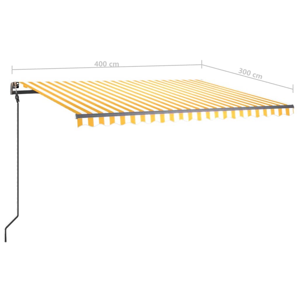 vidaXL Luifel automatisch met LED en windsensor 4x3 m geel en wit