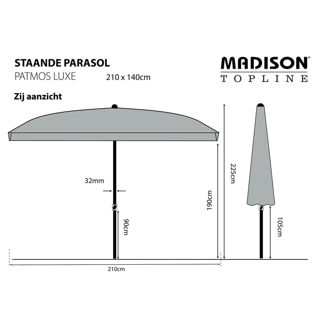 Madison Parasol Patmos Luxe rechthoekig 210x140 cm saffierblauw