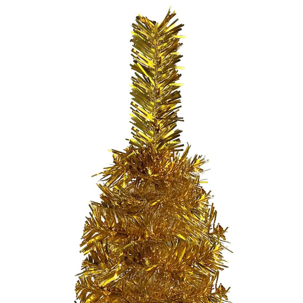 vidaXL Kerstboom met LED smal 150 cm goudkleurig