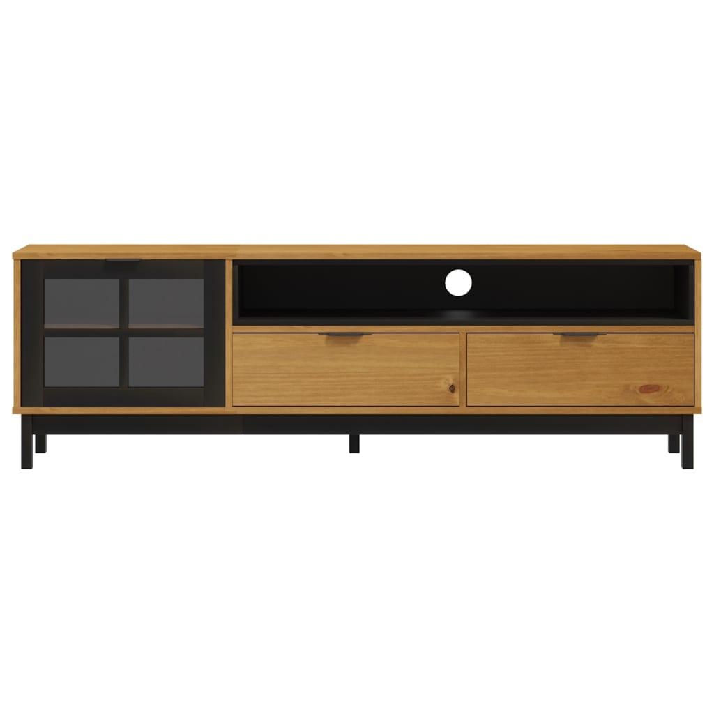 vidaXL TV-meubel met glazen deur FLAM 158x40x50 cm massief grenenhout