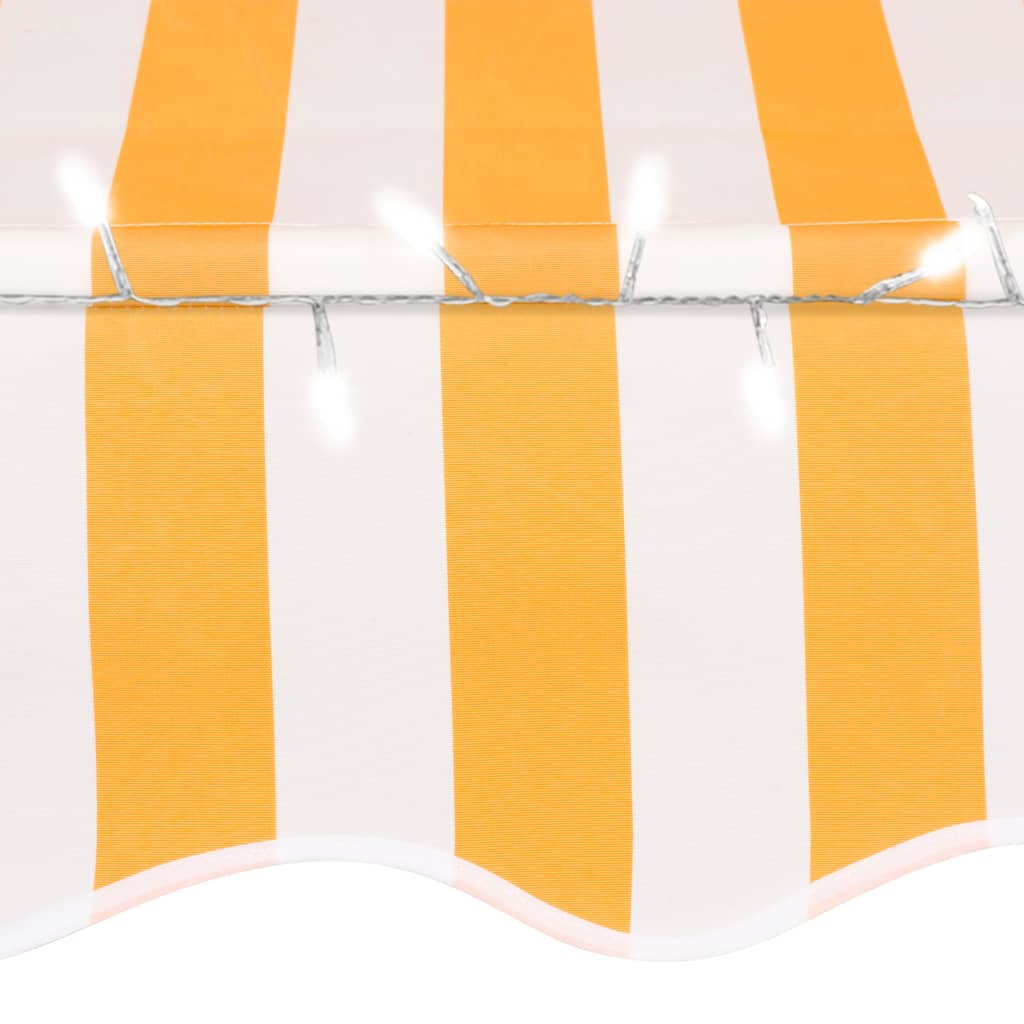 vidaXL Luifel handmatig uittrekbaar met LED 350 cm wit en oranje