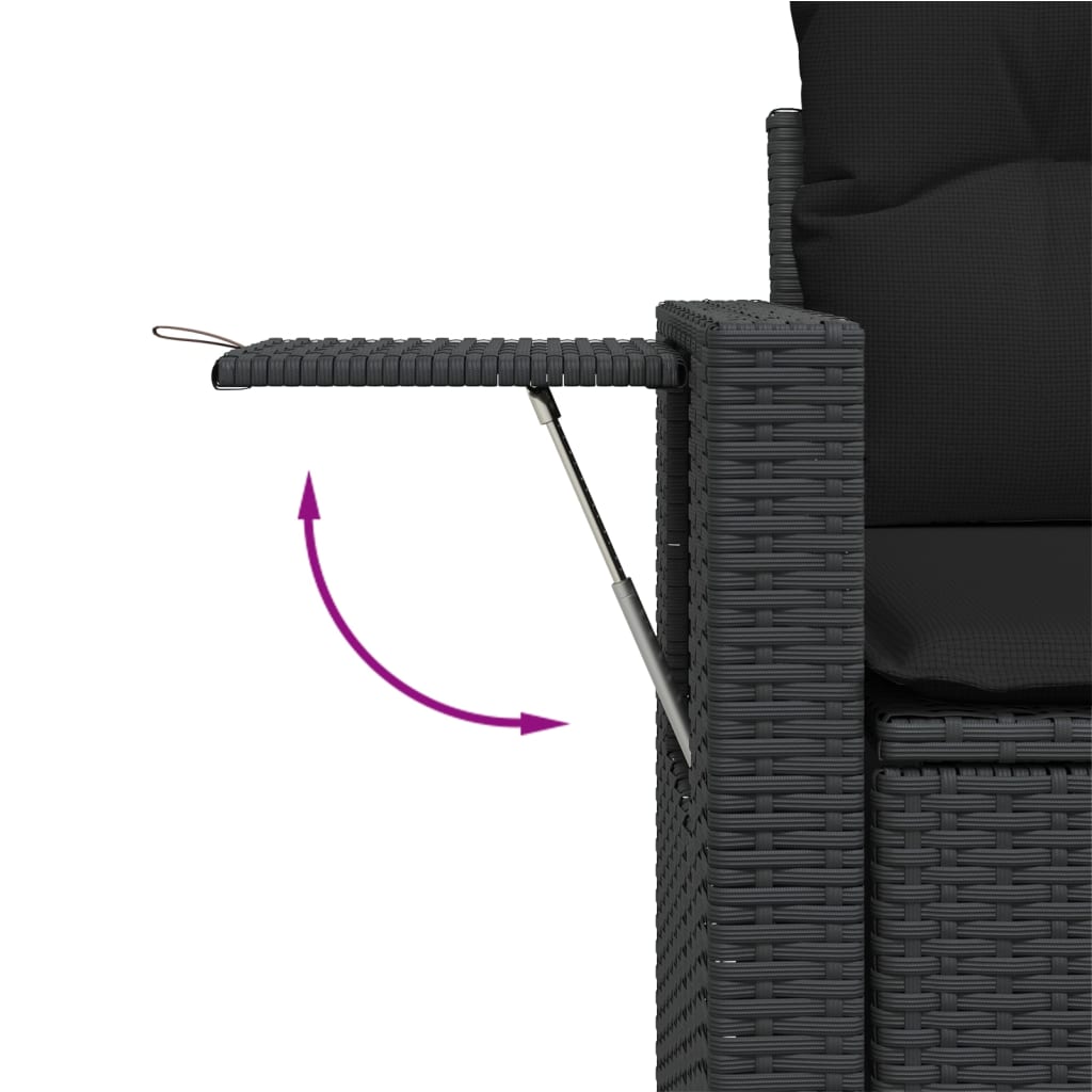 vidaXL 7-delige Loungeset met kussens poly rattan zwart