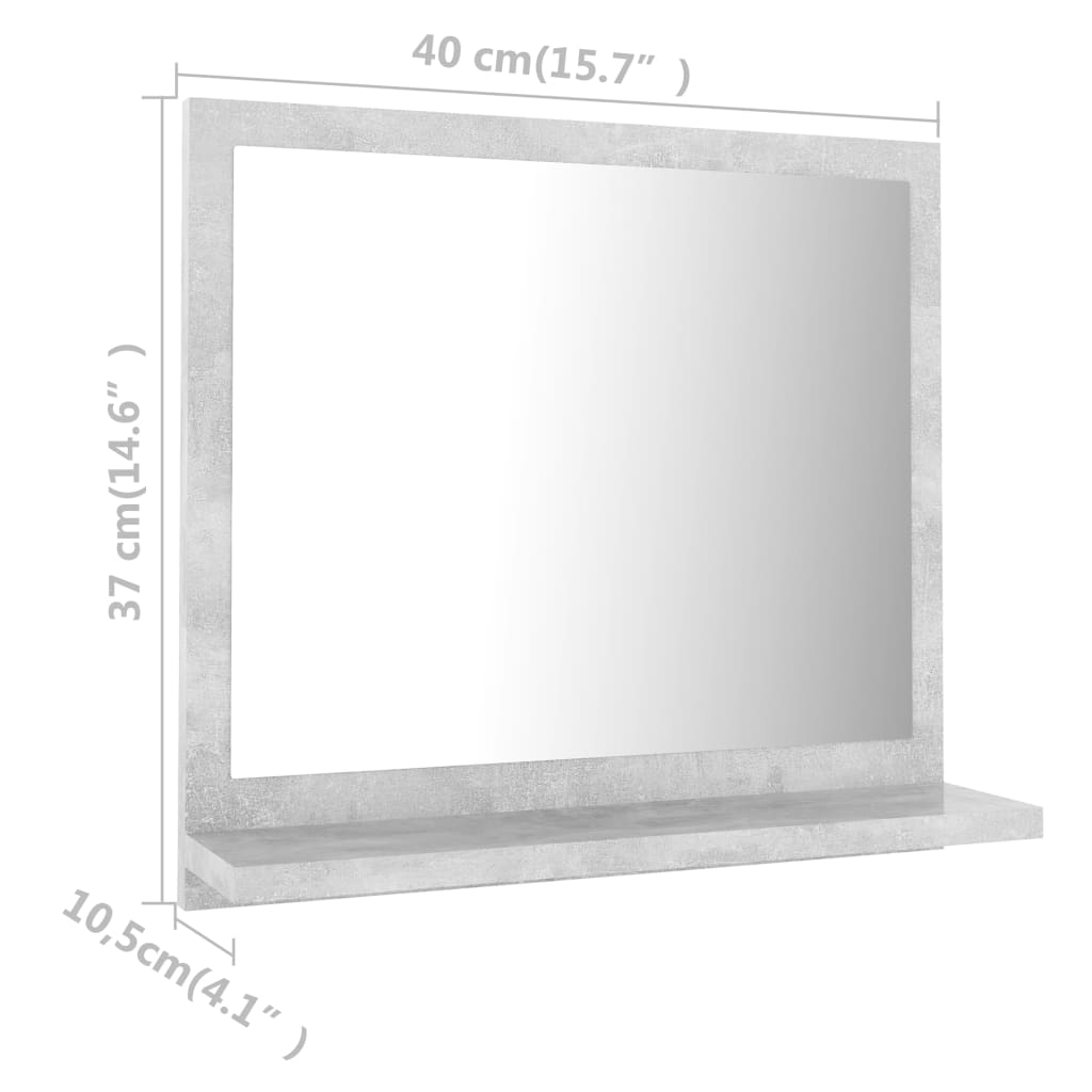 vidaXL Badkamerspiegel 40x10,5x37 cm spaanplaat betongrijs