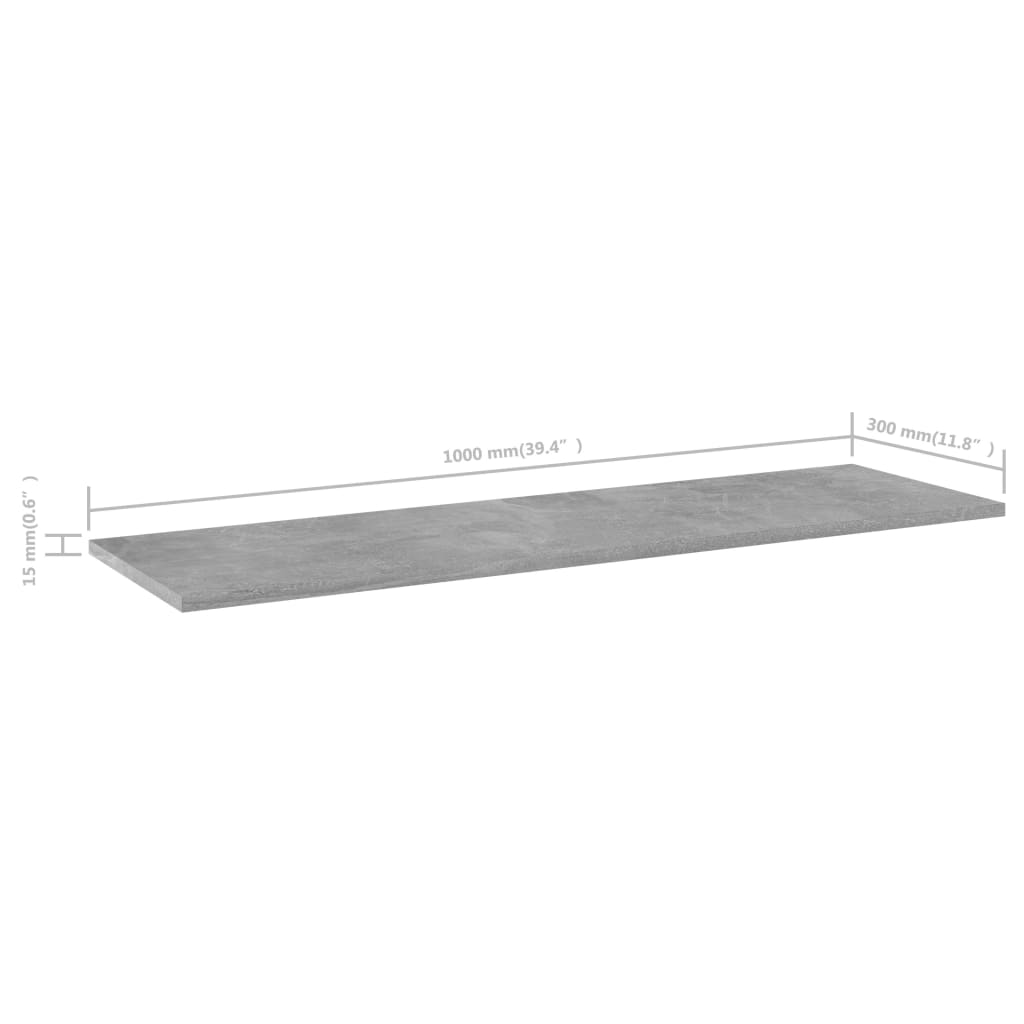 vidaXL Wandschappen 4 st 100x30x1,5 cm spaanplaat betongrijs