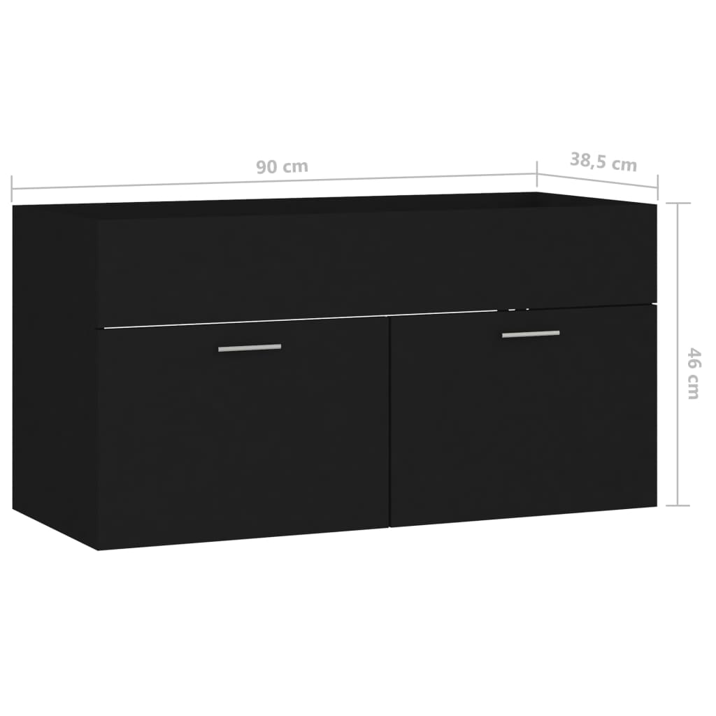 vidaXL Wastafelkast 90x38,5x46 cm spaanplaat zwart