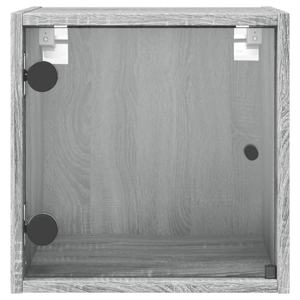 vidaXL Nachtkastje met glazen deur 35x37x35 cm grijs sonoma eikenkleur