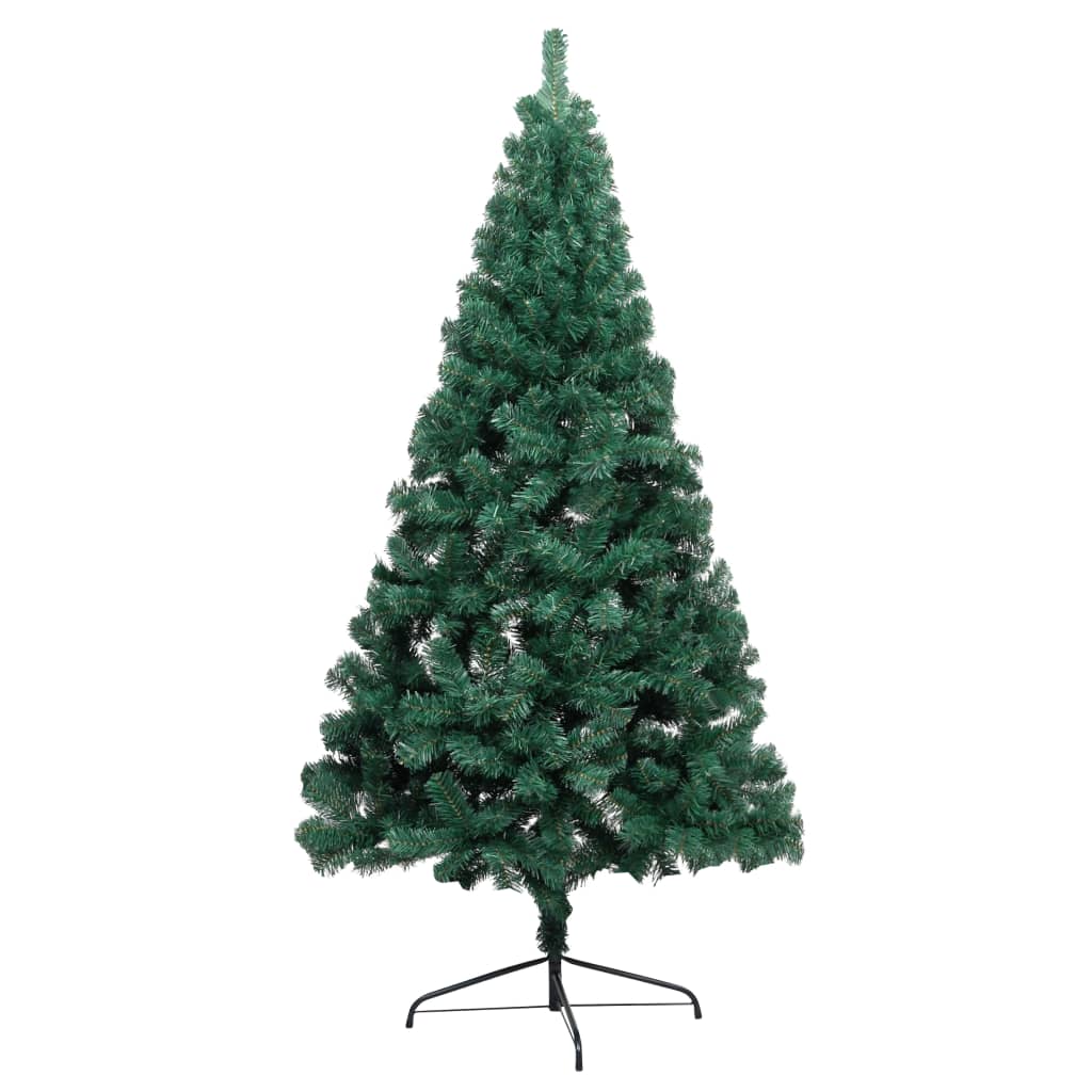 vidaXL Kunstkerstboom met verlichting en kerstballen half 240 cm groen