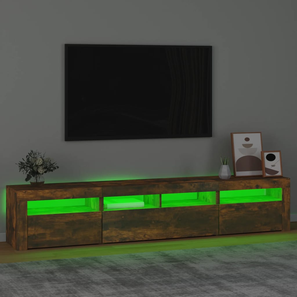 vidaXL Tv-meubel met LED-verlichting 210x35x40 cm gerookt eikenkleurig