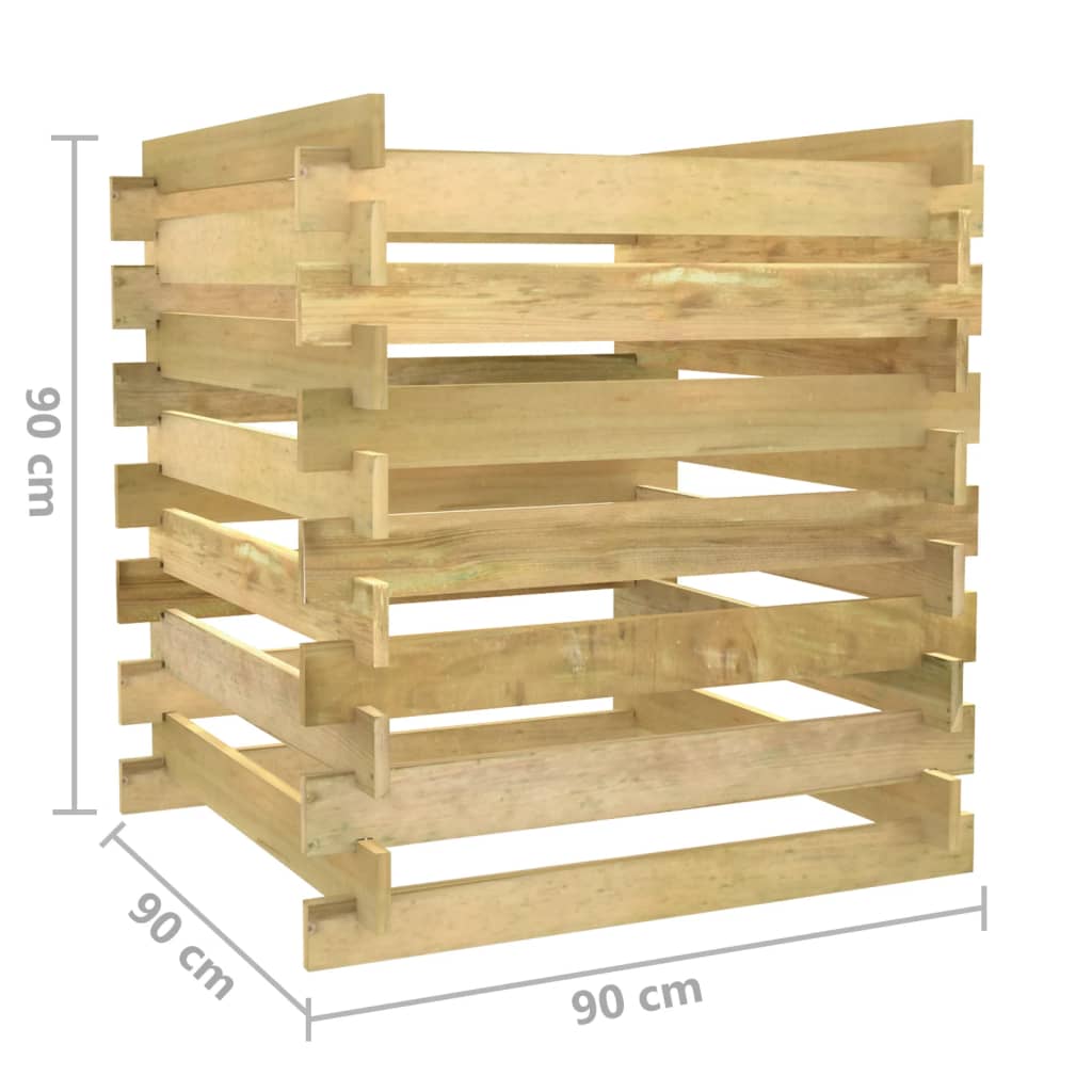 vidaXL Tuincompostbak gelat 90x90x90 cm geïmpregneerd grenenhout