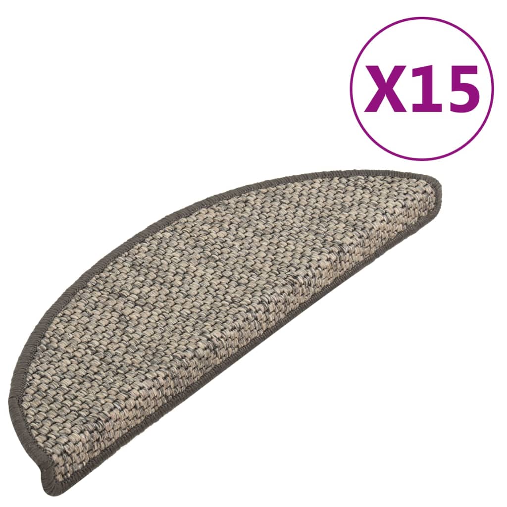 vidaXL Trapmatten zelfklevend 15st sisal-look 65x21x4cm antracietkleur