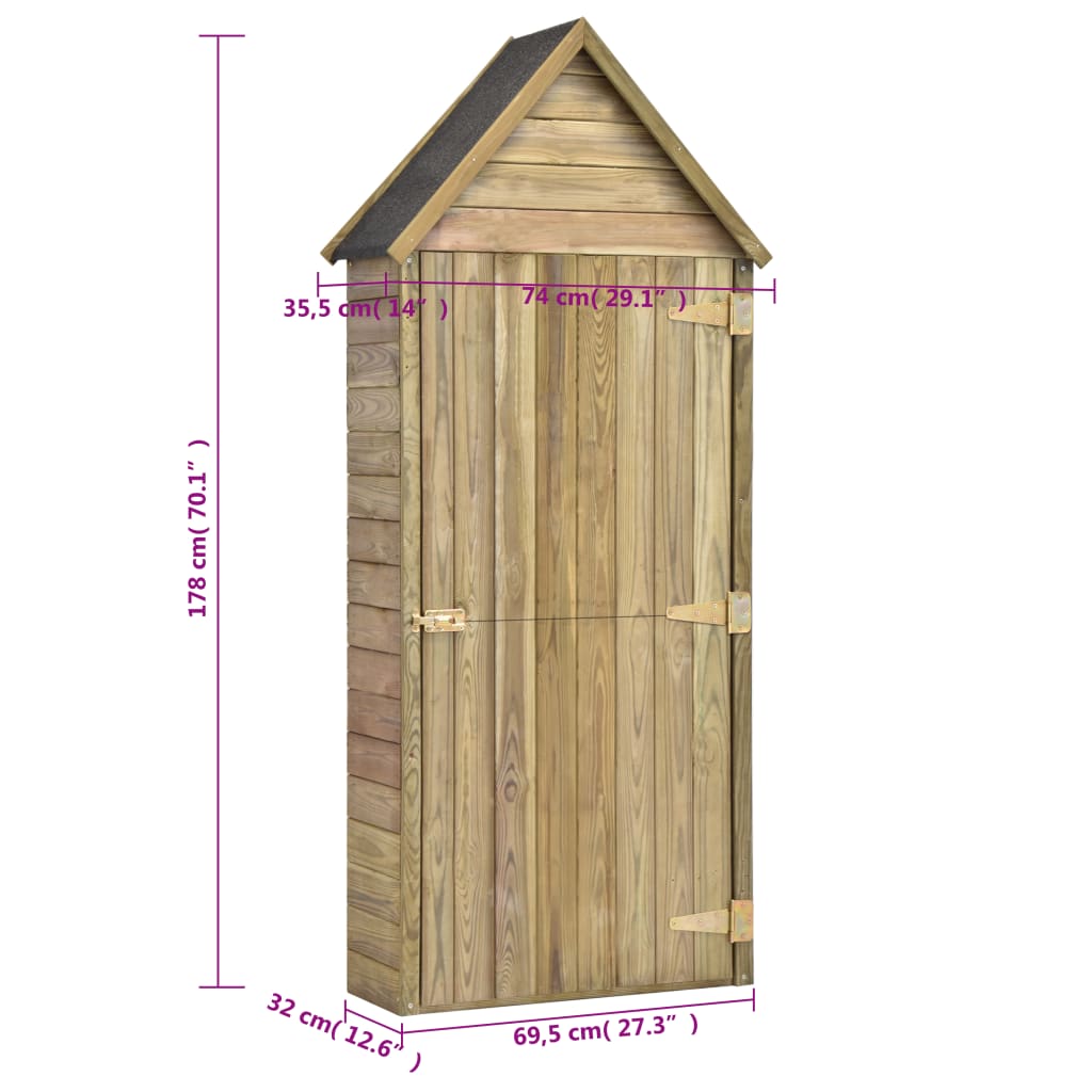 vidaXL Tuinschuur met deur 77x28x178 cm geïmpregneerd grenenhout